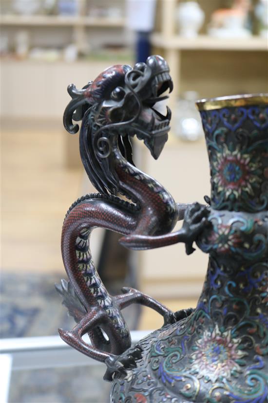 A Chinese cloisonne enamel and gilt bronze dragon handled ewer 29cm.